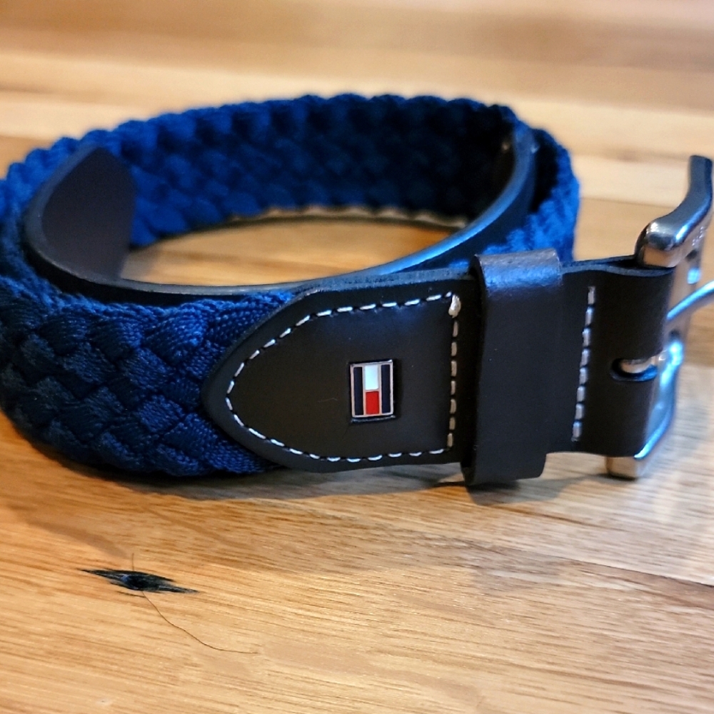 Tommy Hilfiger Navy & Brown Braided Leather Belt Size Small (30-32)